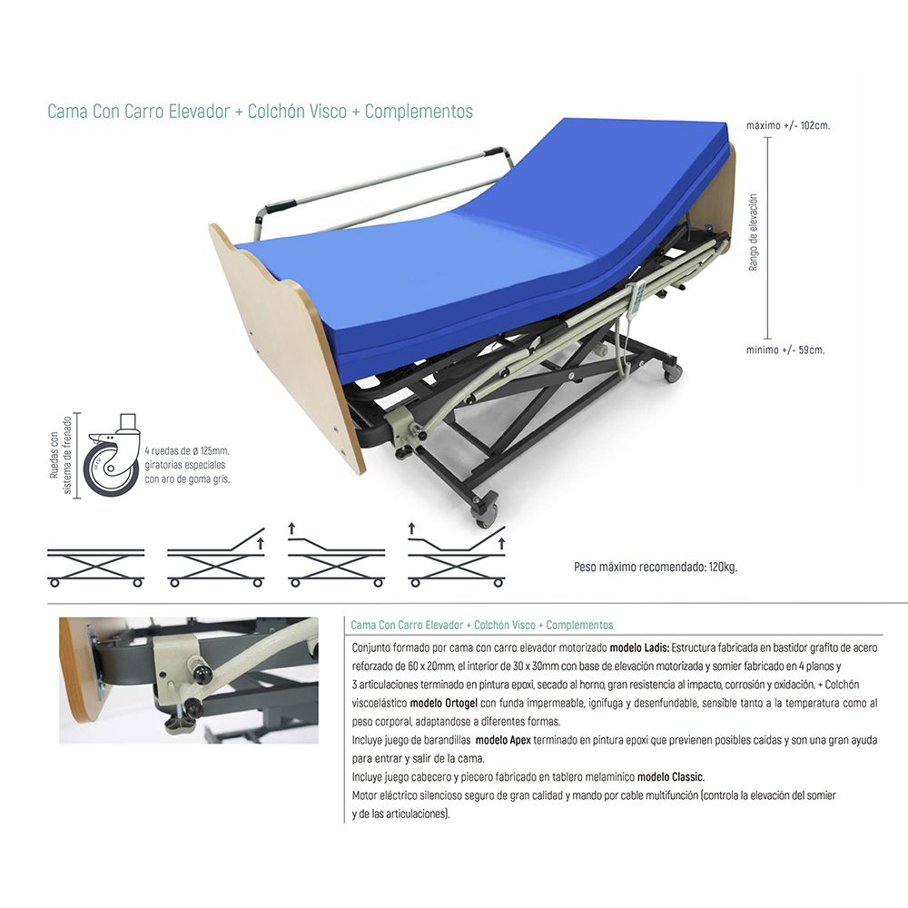 Cama ortopédica con carro elevador Hybogrup